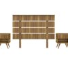 Conjunto dormitorio cabezal mesitas madera roble Nordic