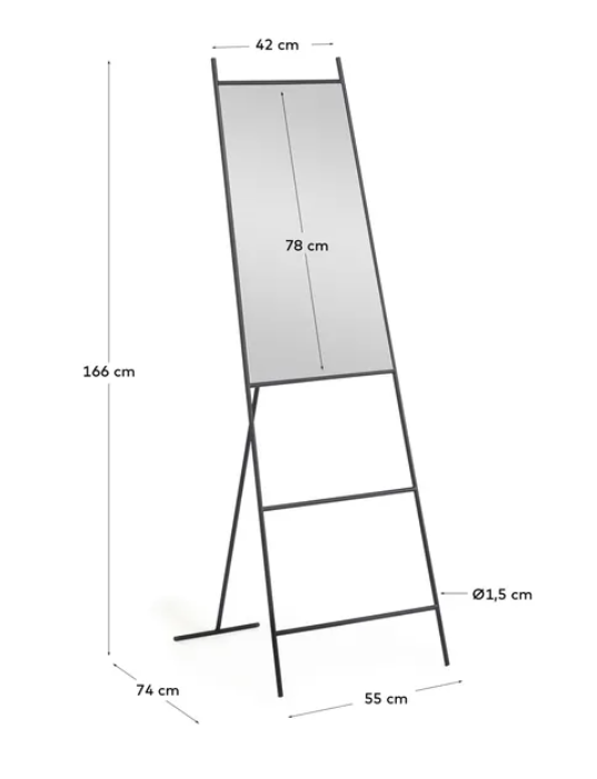 Espejo de pie Nata metal negro 55x166 cm