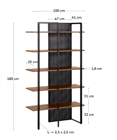Estantería Aaron roble 100x180 cm
