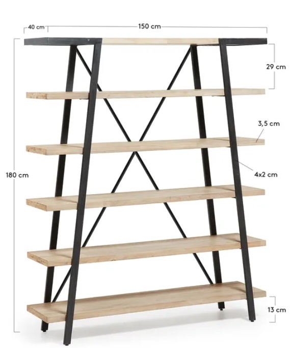 Estanteria Budapest madera maciza de acacia 150x180 cm