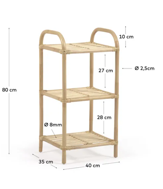 Estantería Marisa ratán con acabado natural 40x80cm
