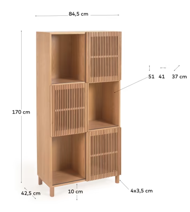 Estanteria Beneteau madera maciza y chapa de roble 84,5x170cm