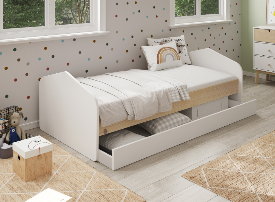 Cama Estefania cera blanca con cajon 90x190/200 cm