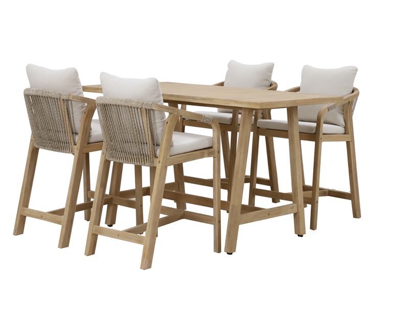 Mesa alta Bar Eiger terraza y jardin madera acacia 156x90