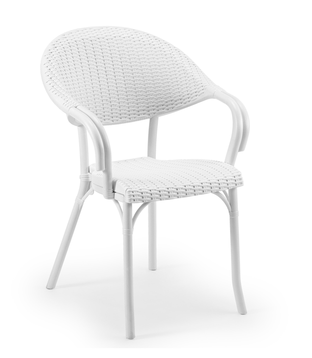 Sillón Flash polipropileno imitacion rattan blanco