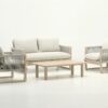 Glacier set 4 plazas madera acacia cuerda beige