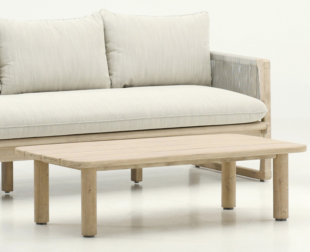 Glacier sofa 3 plazas madera acacia cuerda beige