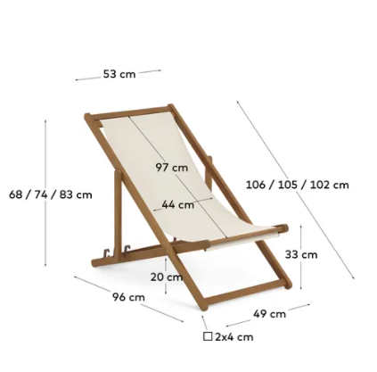 Hamaca plegable Cuba madera maciza acacia malla beige