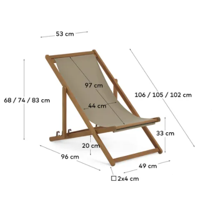 Hamaca plegable Cuba madera maciza acacia malla verde