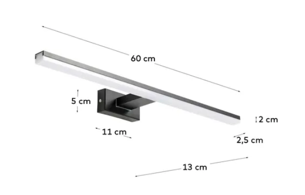 Lampara aplique acero negro 60 cm