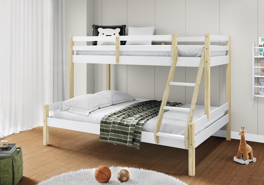 Litera Livia madera blanco natural con cama 150x190