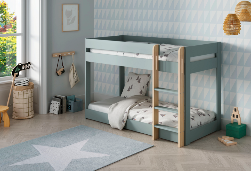 Cama litera Montessori verde petrol 90x190