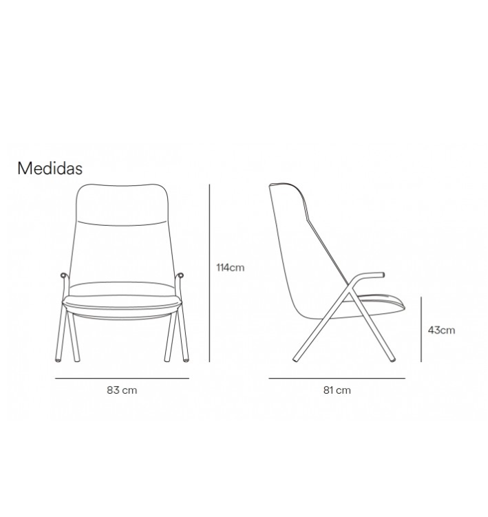 Butaca de diseño alta Dins crema