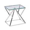 Mesa auxiliar Keops acero inoxidable cristal 60x50 cm