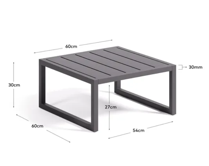 Mesa auxiliar Benissa aluminio negro 60x60cm