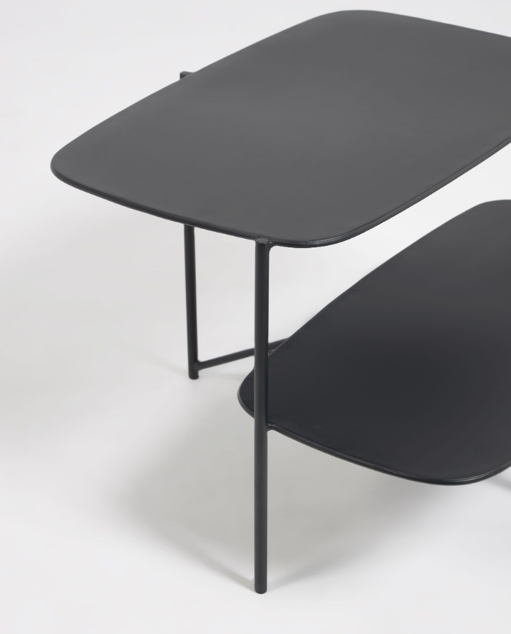 Mesa auxiliar Fererra acero negro 62x58cm