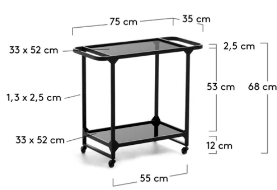 Mesa auxiliar Alexa cristal translucido 75x35cm