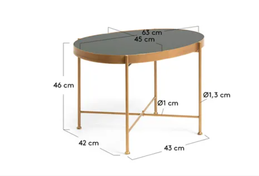 Mesa auxiliar Vena de cristal negro 45x63 cm