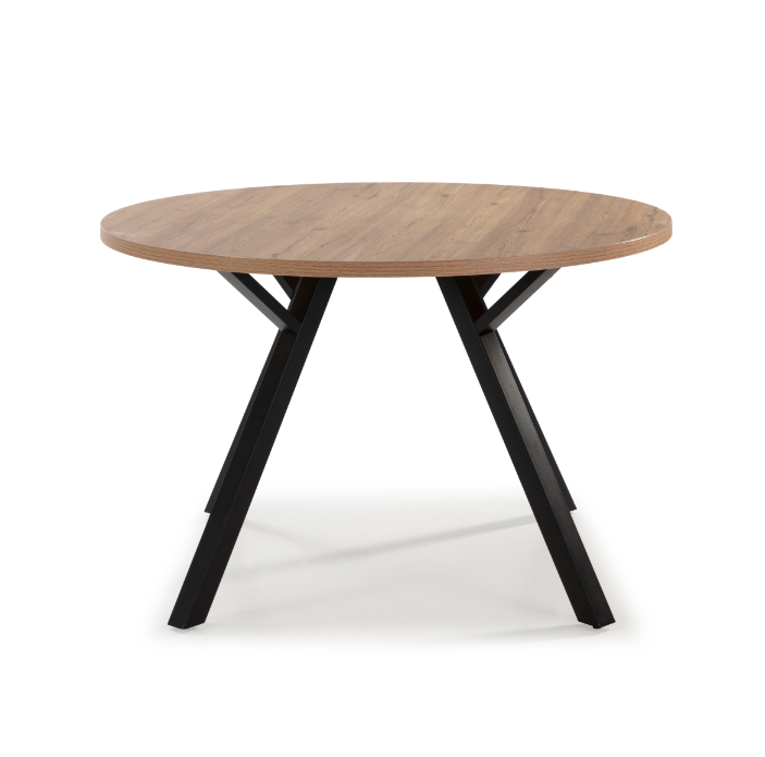 Mesa de comedor redonda Beni natural y patas en metal negro 120cm