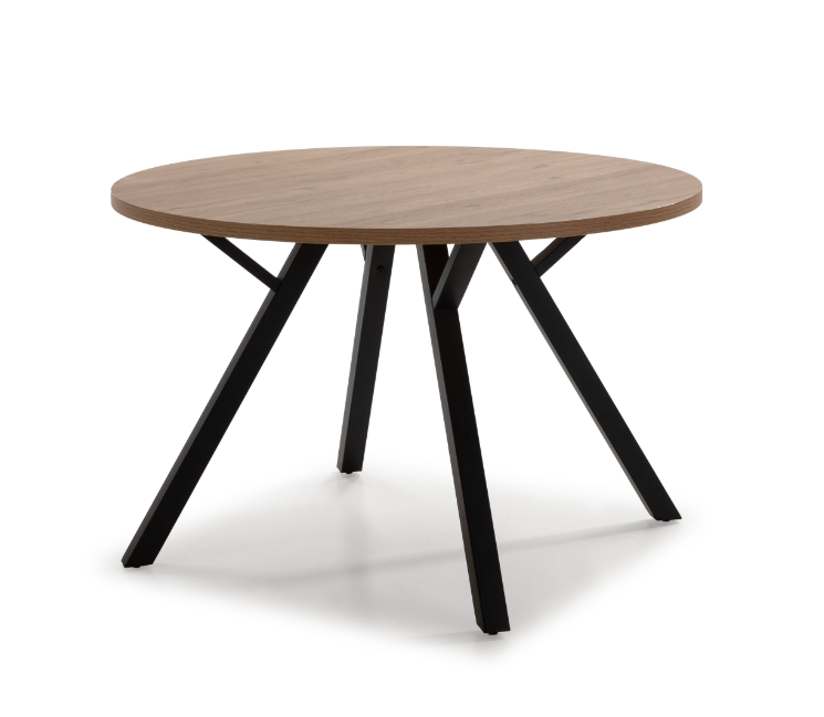 Mesa de comedor redonda Beni natural y patas en metal negro 120cm