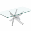 Mesa de centro Nesy cristal patas cromadas 100x40 cm