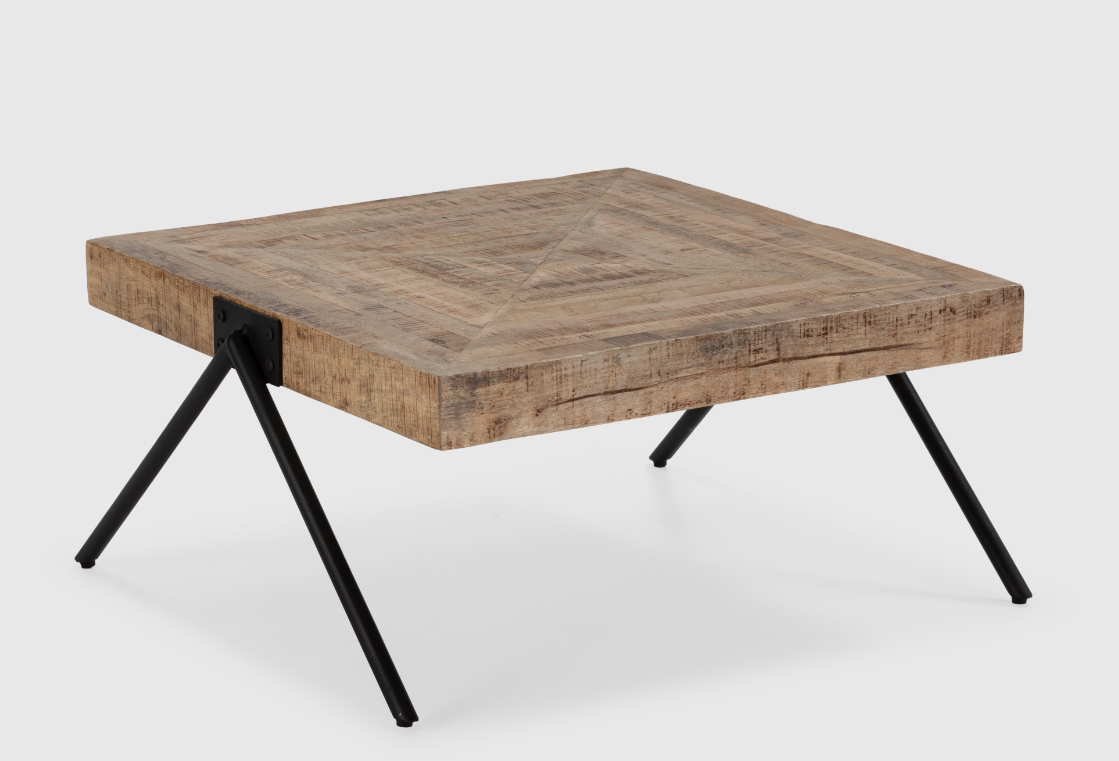 Mesa centro artesanal Indra madera mango natural 86x80cm