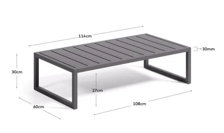 Mesa de centro Benissa aluminio negro 60x114cm