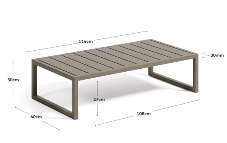 Mesa de centro Benissa aluminio verde 60x114cm