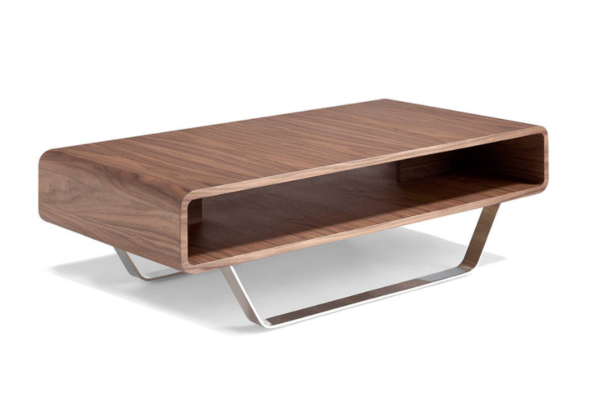 Mesa de centro Toscana madera nogal y acero cromado 120cm