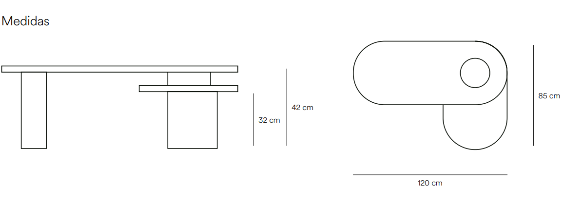 Nori mesa de centro fresno crema 120/85 cm