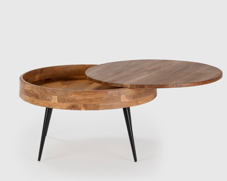 Mesa de centro redonda Kali madera de acacia 90cm