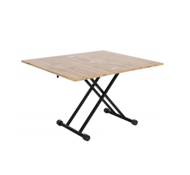 Mesa de centro graduable en altura tapa en vinilo símil madera 110-114x39-75 cm