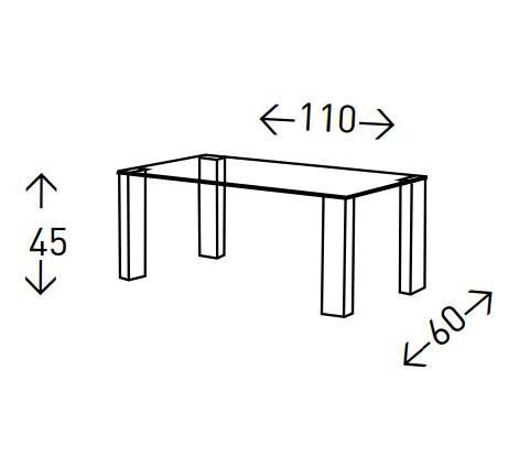 Mesa de centro Chanel cristal acero inoxidable 110x60 cm