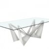 Mesa comedor de cristal templado y  acero cromado de 240x75cm