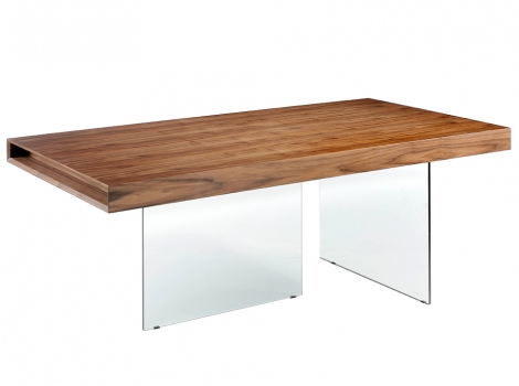 Mesa comedor de madera  y patas de cristal templado 200x75cm