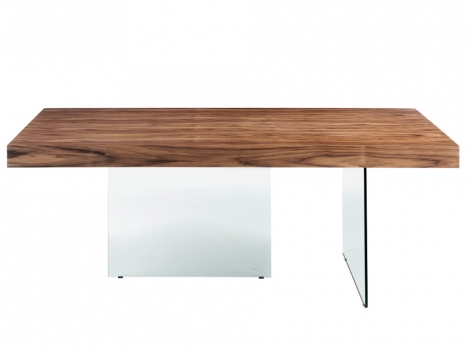 Mesa comedor de madera  y patas de cristal templado 200x75cm