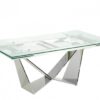 Mesa comedor extensible de cristal templado y  acero cromado de 160x75cm