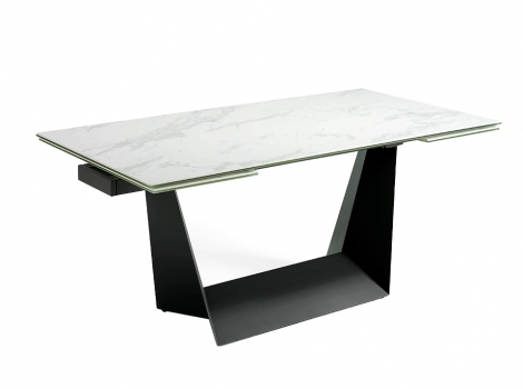 Mesa de comedor extensible porcelanico y acero negro de 180x75cm