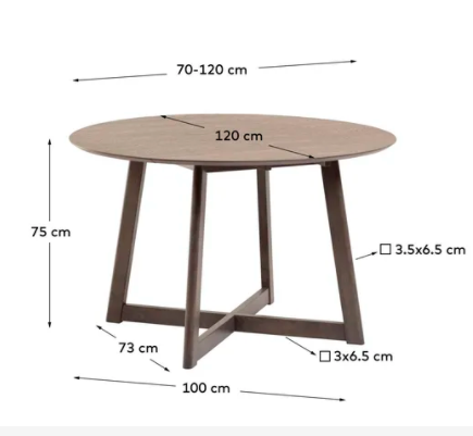 Mesa extensible Marsella chapa de fresno 70-120 x 75 cm