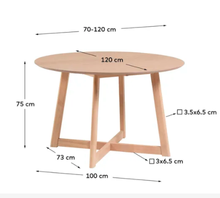 Mesa extensible Marsella chapa de roble 70-120 x 75 cm