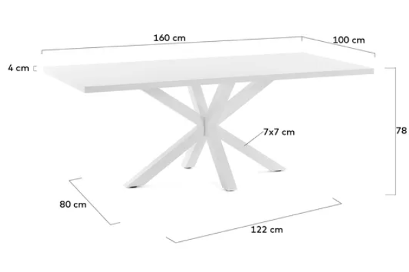 Mesa Ikon new blanco patas de acero blanco 160x100 cm