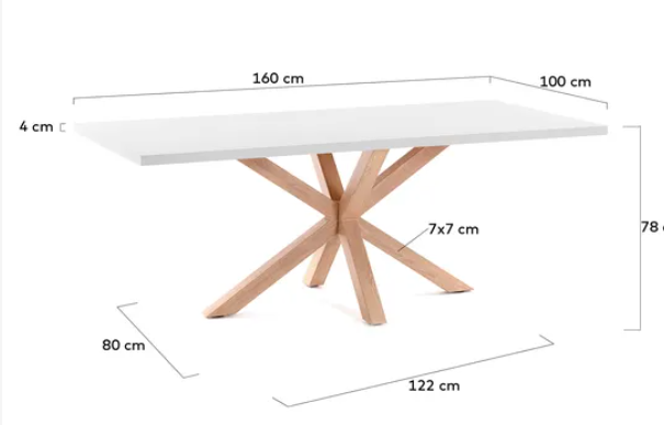 Mesa Ikon new blanco patas madera 160x100