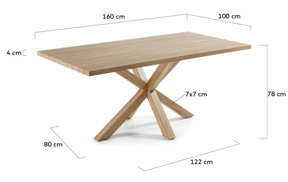 Mesa Ikon new natural patas de acero efecto madera160x100 cm