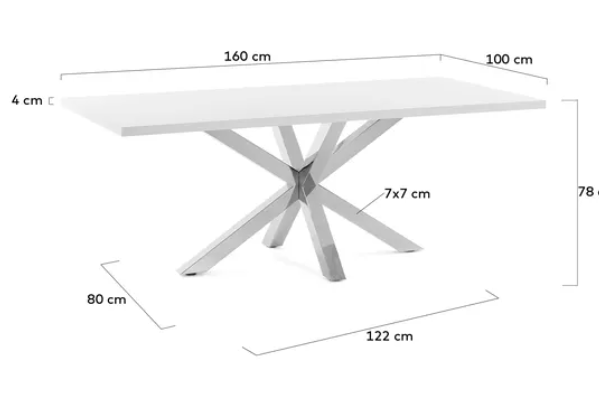 Mesa Ikon new blanco patas de acero 160x100 cm