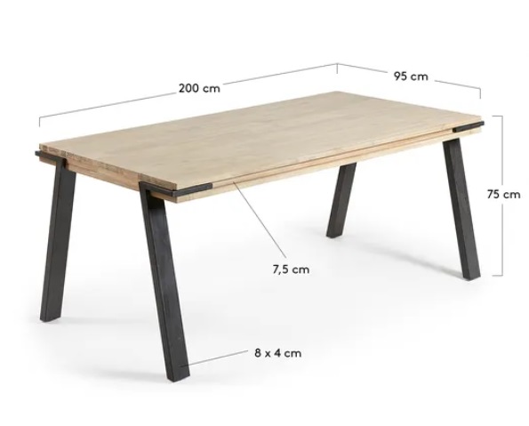 Mesa de comedor Budapest madera maciza de acacia 160x90 cm