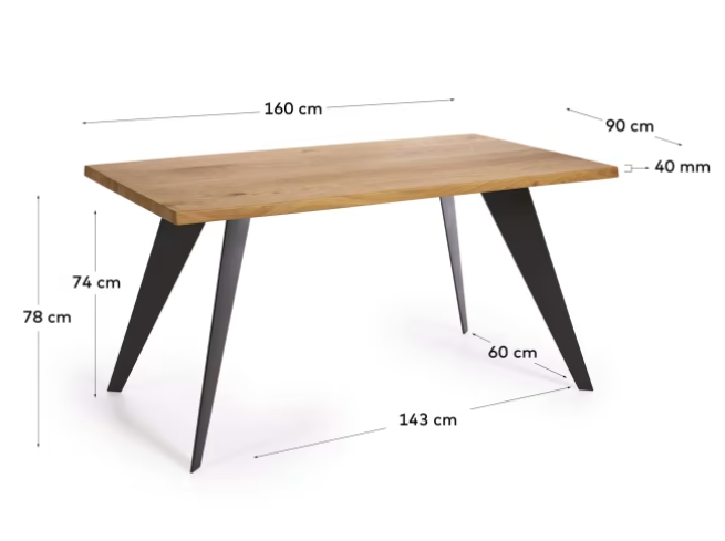 Mesa Key roble natural 160x90cm