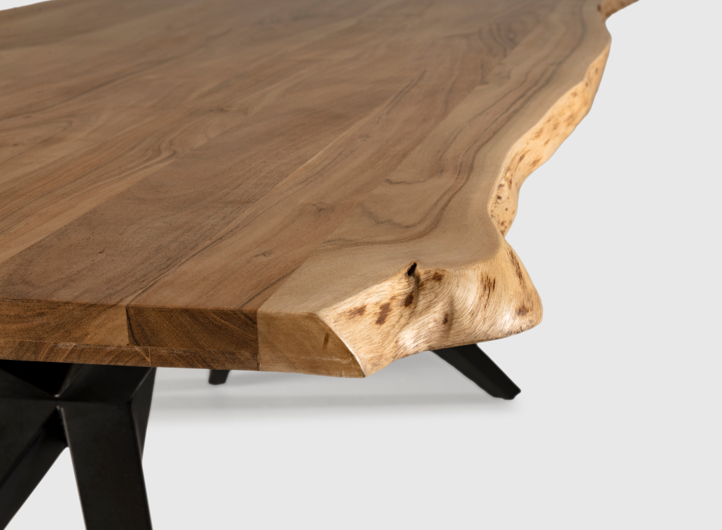 Mesa de comedor Mudri madera acacia natural metal 200x100cm