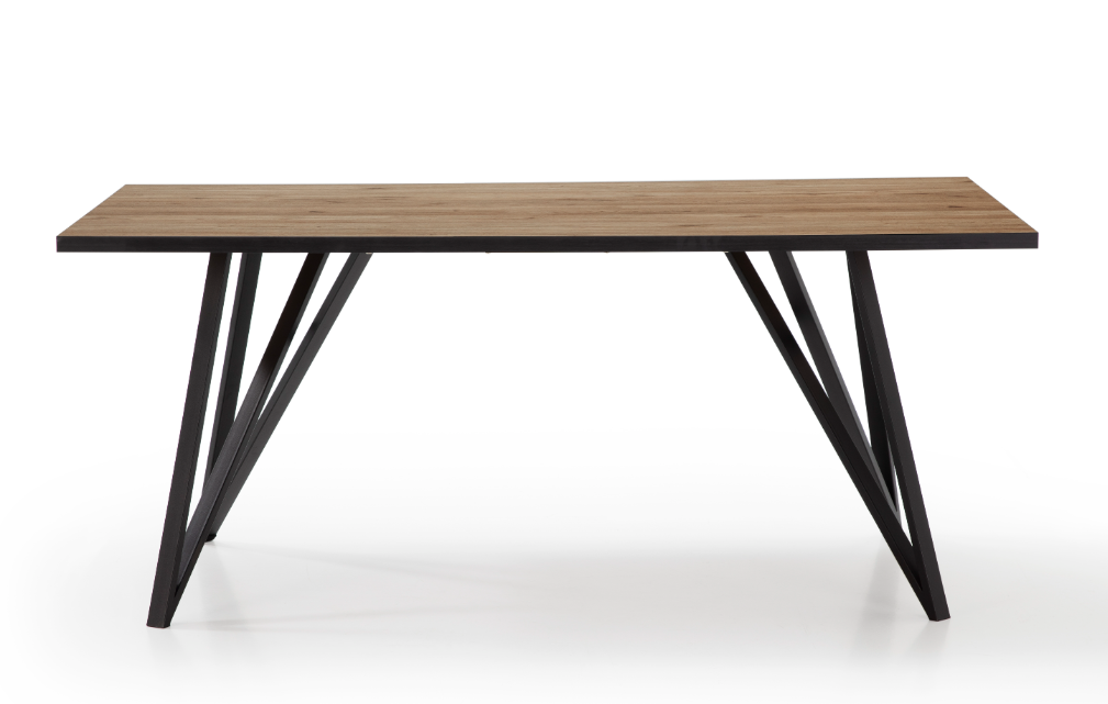 Mesa de comedor Myla natural acero negro 180x90 cm