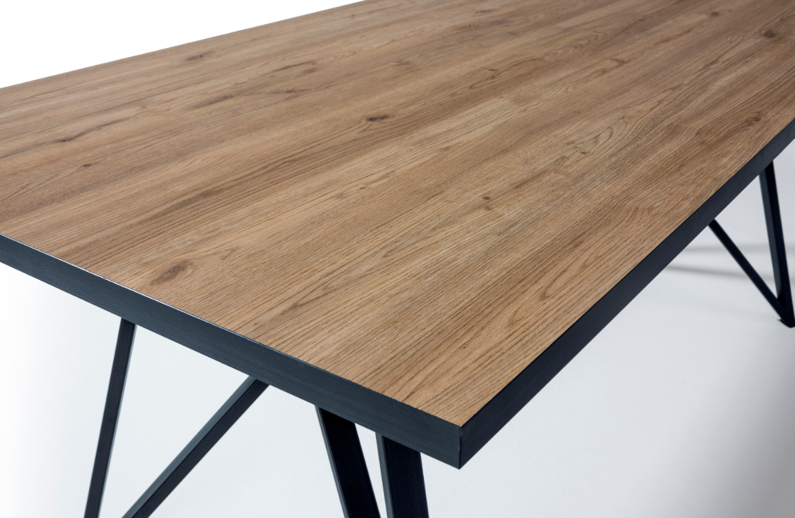 Mesa de comedor Myla natural acero negro 180x90 cm