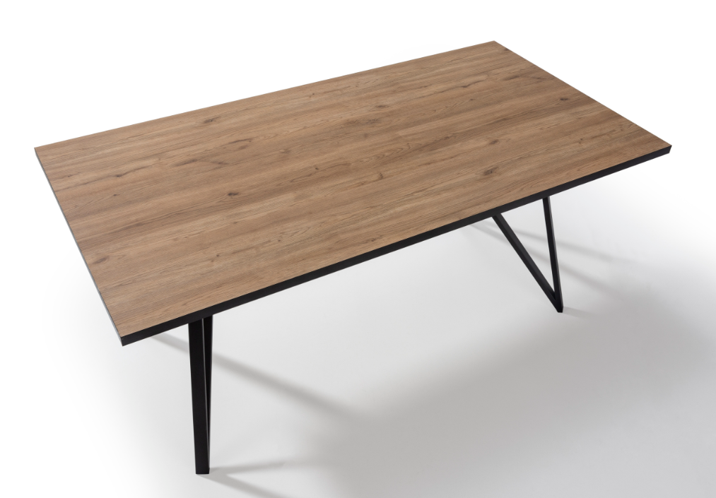 Mesa de comedor Myla natural acero negro 180x90 cm